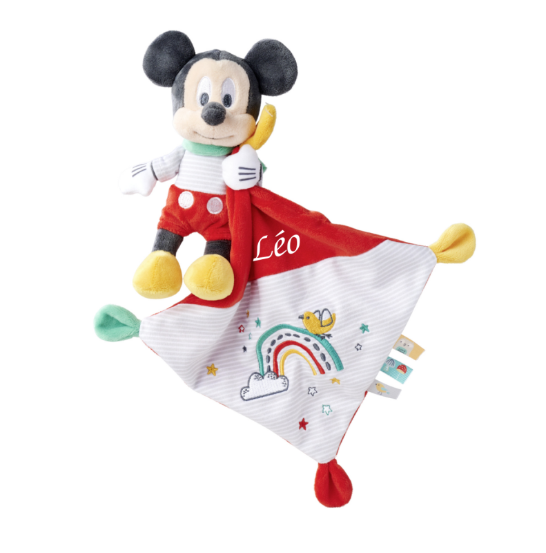  - mickey souris - evergreen peluche avec arc en ciel rouge gris 